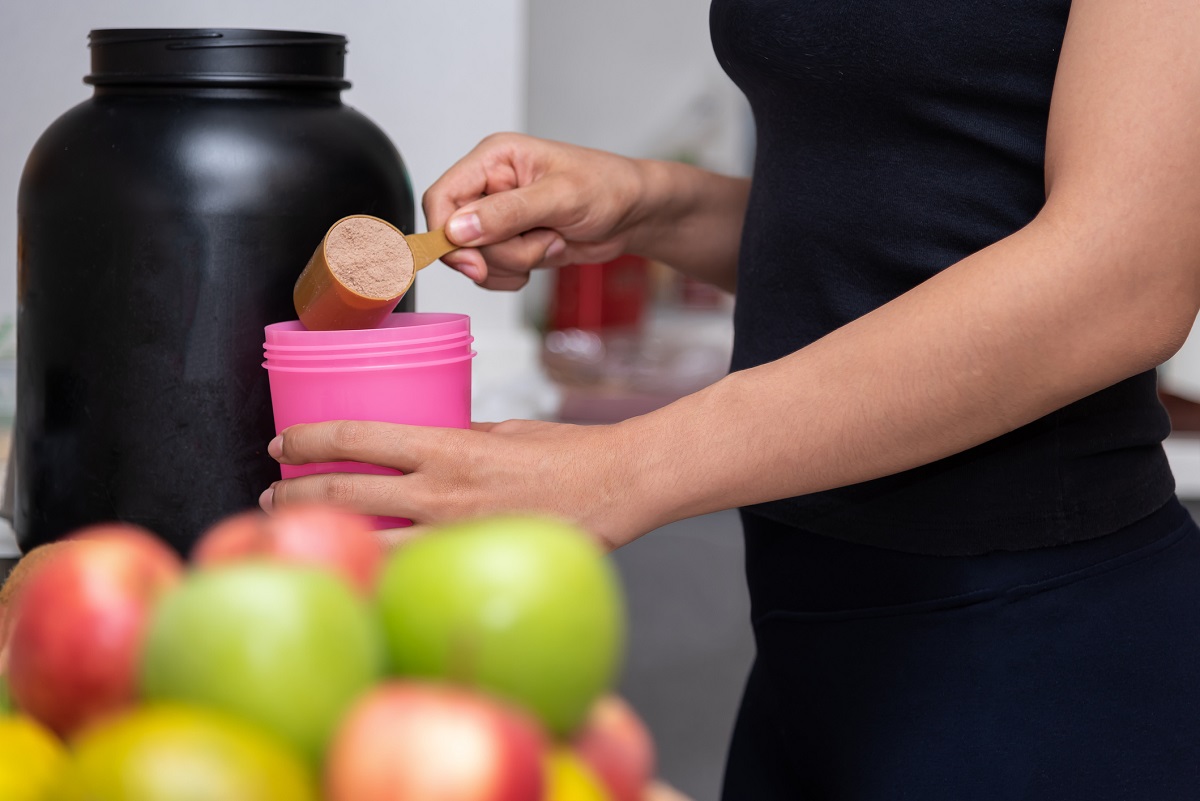Proteína em pó num batido
